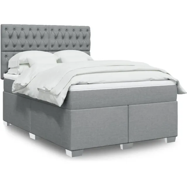 vidaXL Boxspring met matras stof lichtgrijs 140x190 cm grijs