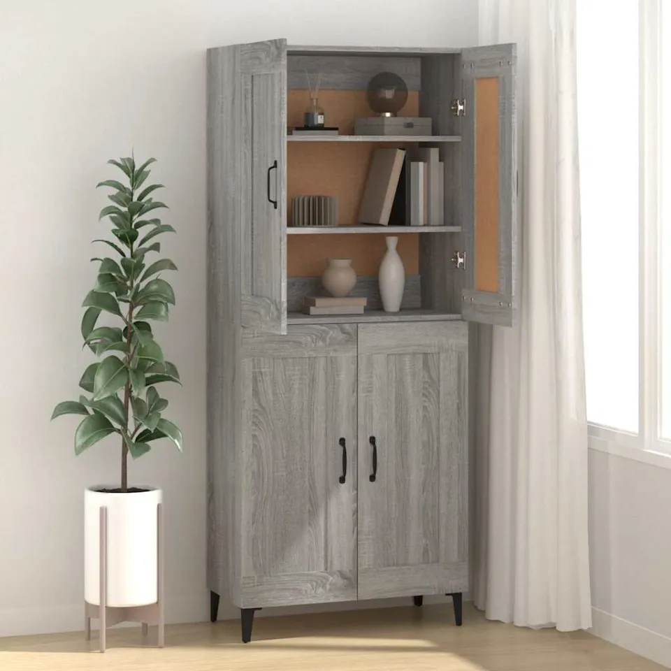 vidaXL Dressoir 69,5x34x90 cm bewerkt hout grijs sonoma eikenkleurig, foto 3