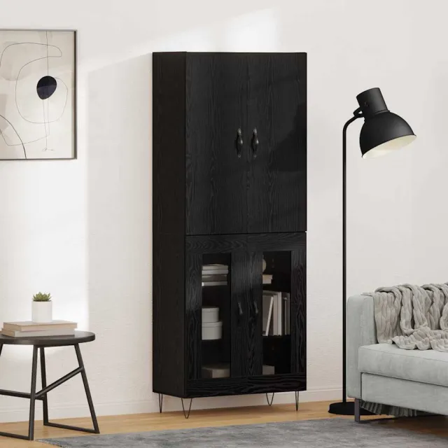 vidaXL Hoge kast 2 st Zwart Eiken 69,5 x 34 x 180 cm Bewerkt hout, foto 2