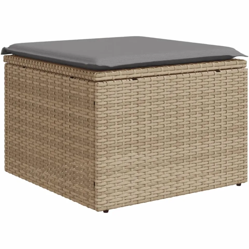 vidaXL 4-delige Loungeset met kussens poly rattan beige