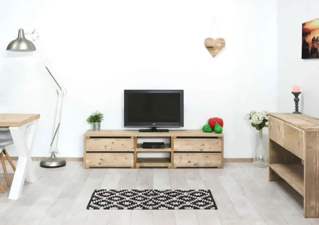 NordXL Steigerhouten TV meubel Mariposa met 4 laden