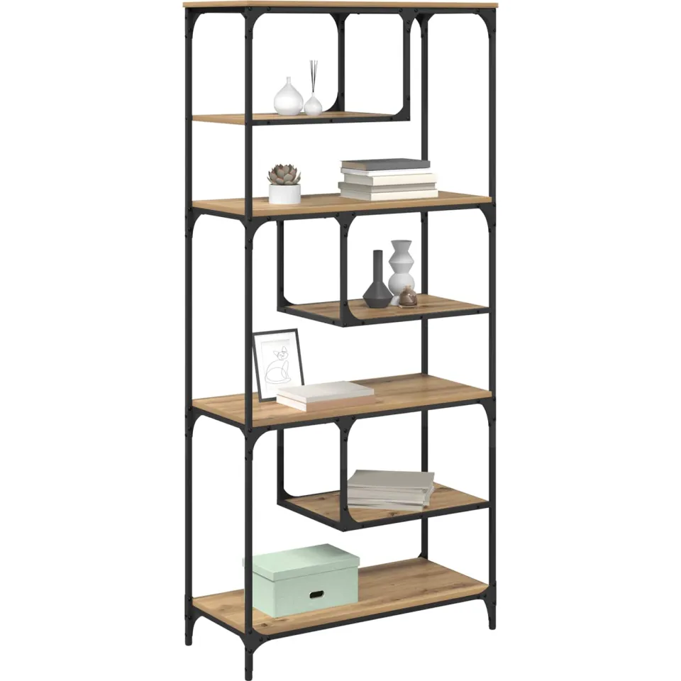 vidaXL Boekenkast 6-laags 81 x 36 x 176 cm Bewerkt hout Bruin