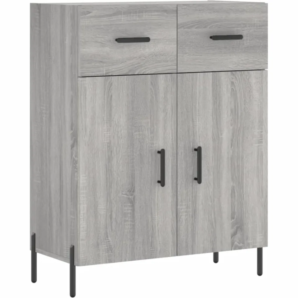 vidaXL Dressoir 69,5x34x90 cm bewerkt hout grijs sonoma eikenkleurig, foto 3