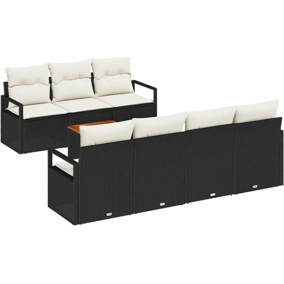 vidaXL Tuinbankenset 8 st Zwart poly rattan