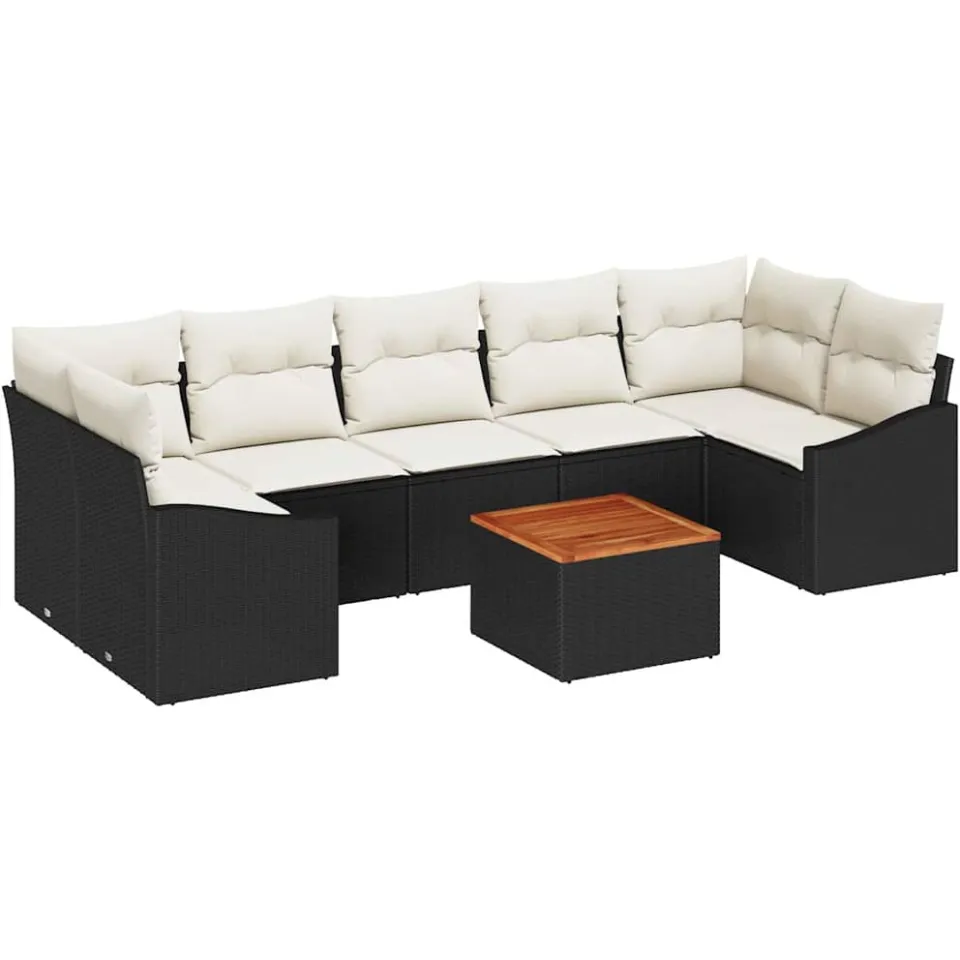 vidaXL Tuinbankenset 8 st Zwart poly rattan, foto 4