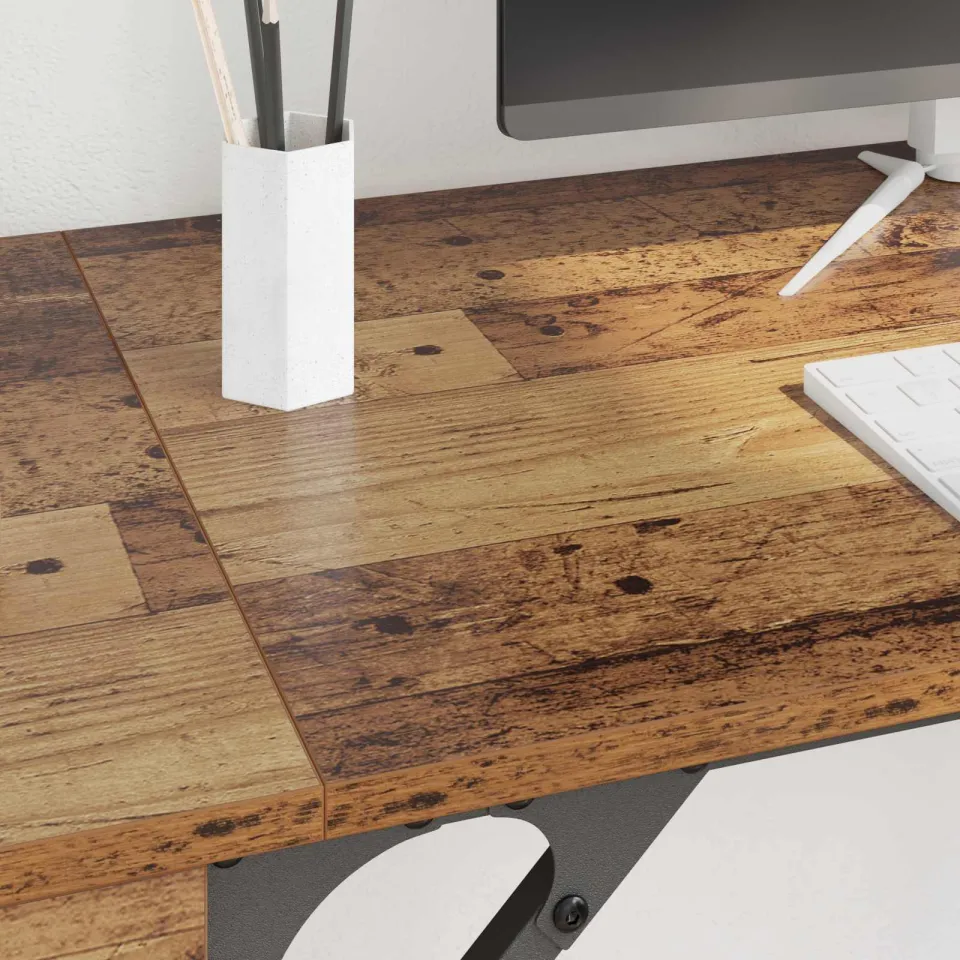 vidaXL Computerbureau Oud Hout 131 x 48 x 75 cm Bewerkt hout bruin, foto 4