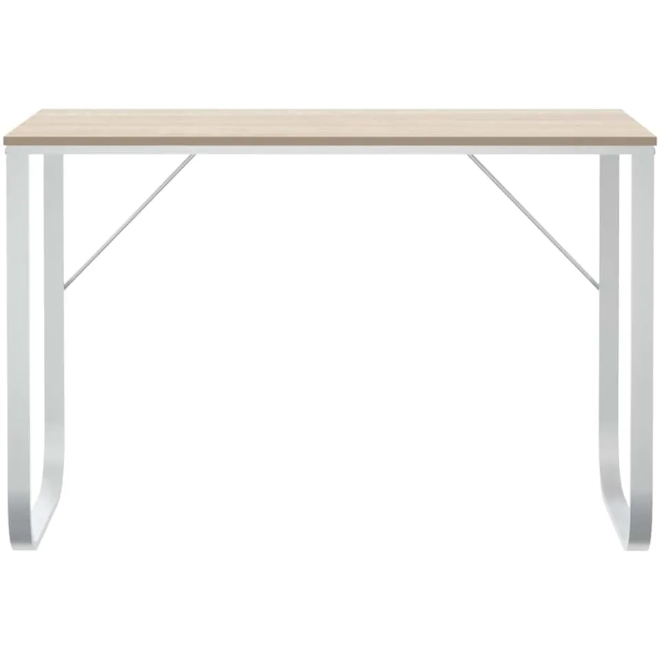 vidaXL Computerbureau 110x60x73 cm spaanplaat wit en eikenkleurig