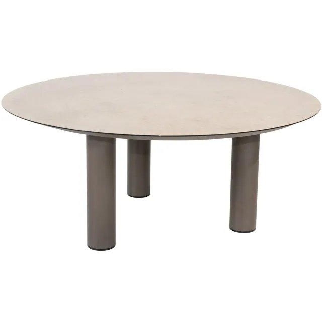 4 Seasons Outdoor Donato low dining tuintafel met 3 poten 160xH69 cm printed ceramic terre Taste 4SO Bruin / Terre