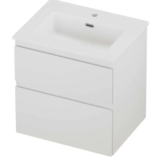 Proline Tribute Badmeubelset Porselein Elegant 1 Kraangat 60x46x62 cm Mat White Mat Wit