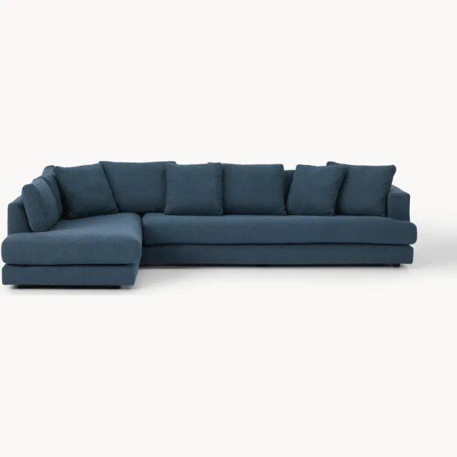 Westwing Collection Bouclé hoekbank Tribeca (4-zits) Blauw