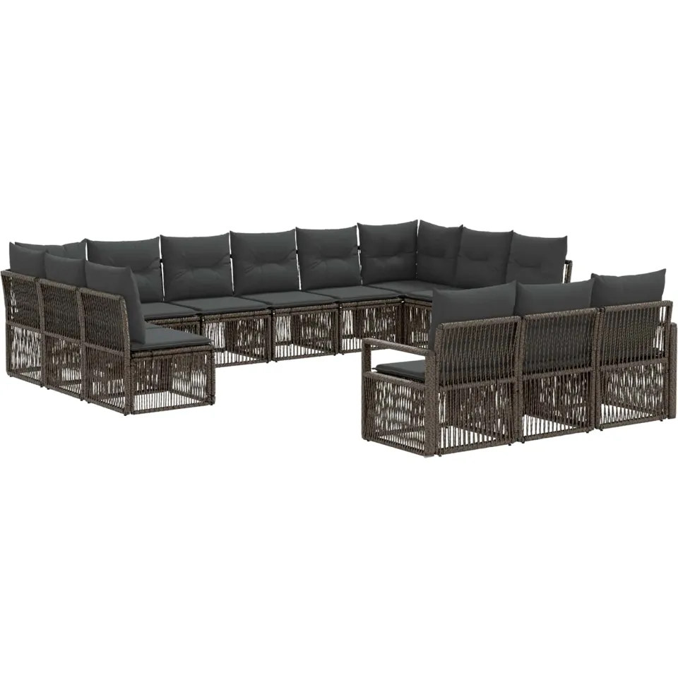 vidaXL Tuinbankenset 13 st 13-zits Grijs poly rattan, foto 3