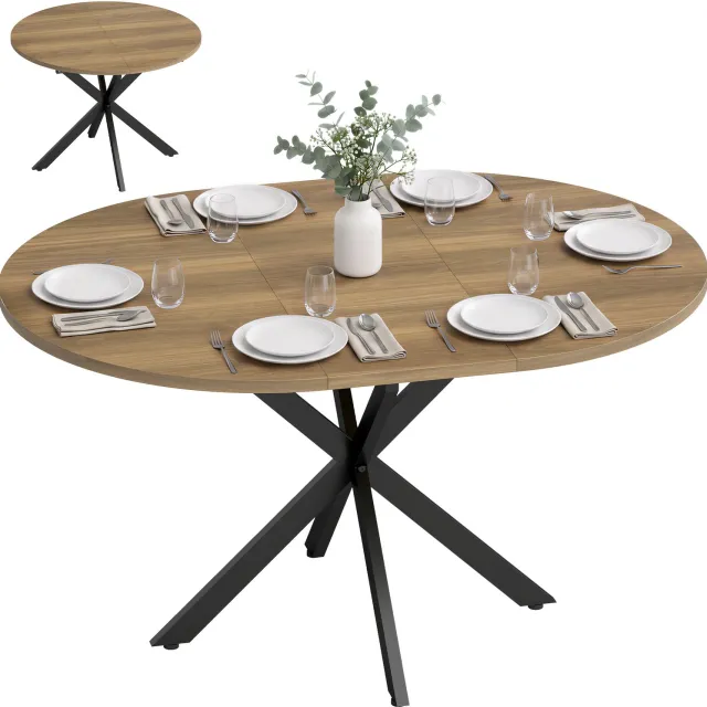 Homcom Extendable Dining Table-MDF, Stahl-135 x 100 x 75 cm-Braun Bruin