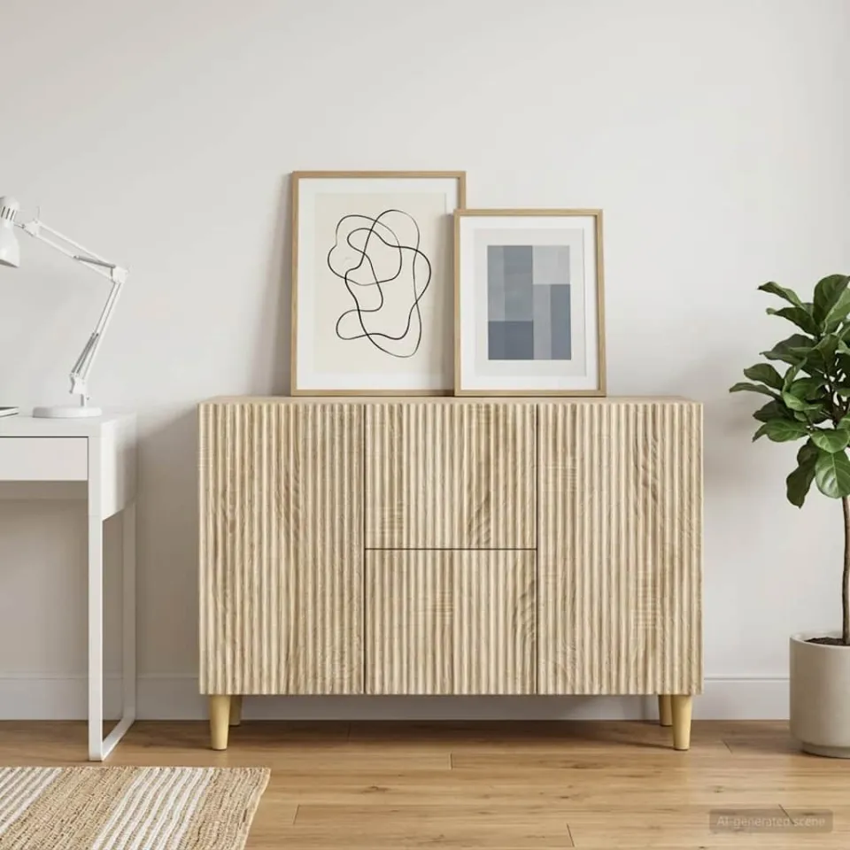 vidaXL Dressoir Sonoma Eiken 89 x 34,5 x 60 cm Bewerkt hout, foto 3