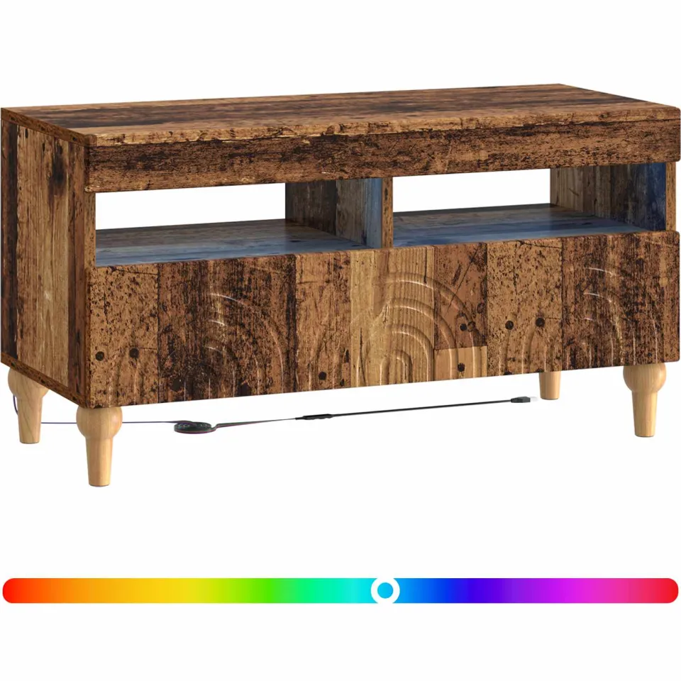 vidaXL LED tv-meubel ALKMAAR 81 x 35 x 43 cm Oud hout Bewerkt hout bruin, foto 3