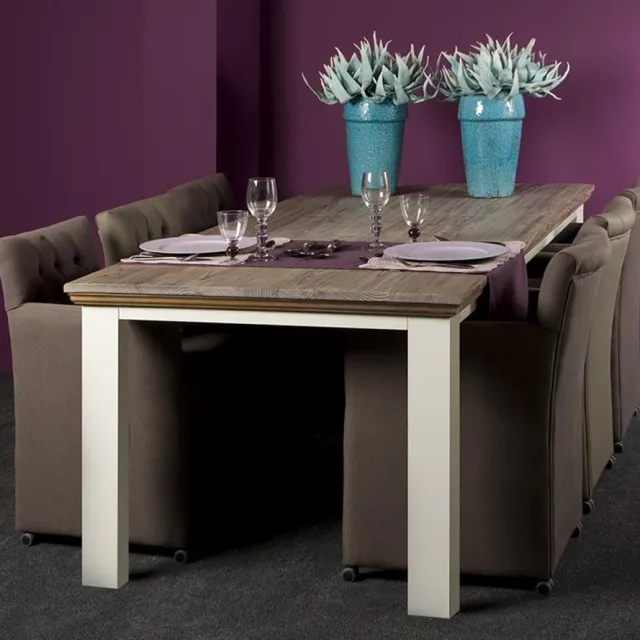 Tower Living Eettafel Fleur - Rechthoek Wit/Bruin Hout - 240x100x78cm