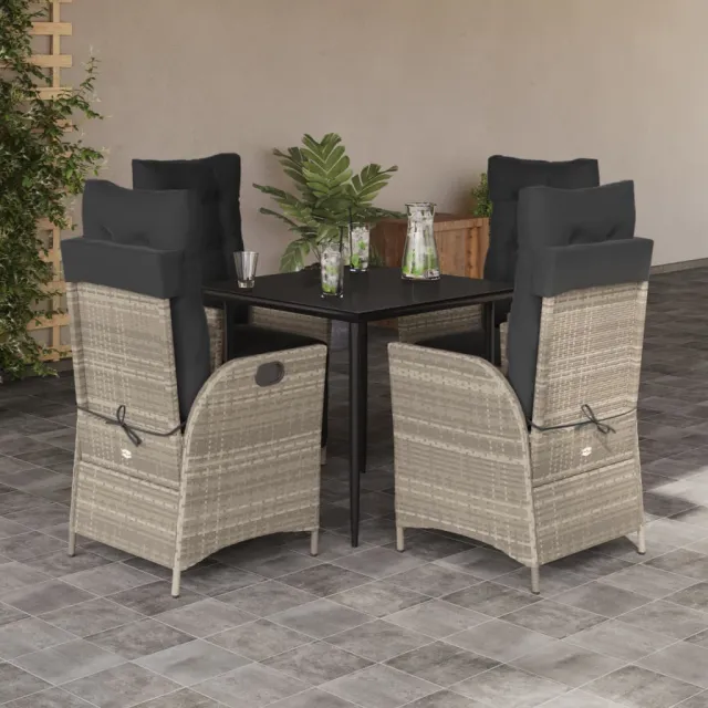 vidaXL 5-delige Tuinset met kussens poly rattan lichtgrijs grijs, foto 2