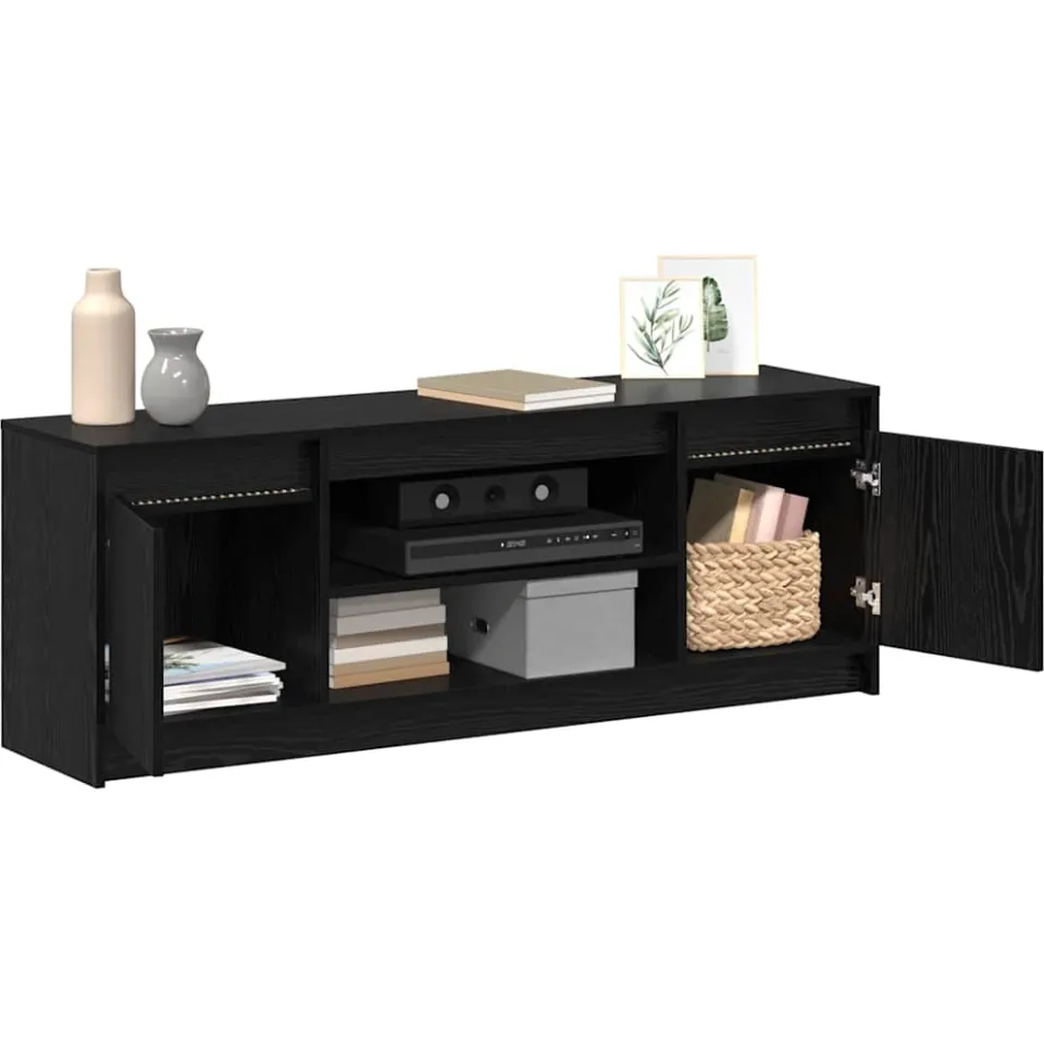 vidaXL TV Eenheden 139,5 x 34 x 50 cm Zwart Bewerkt hout