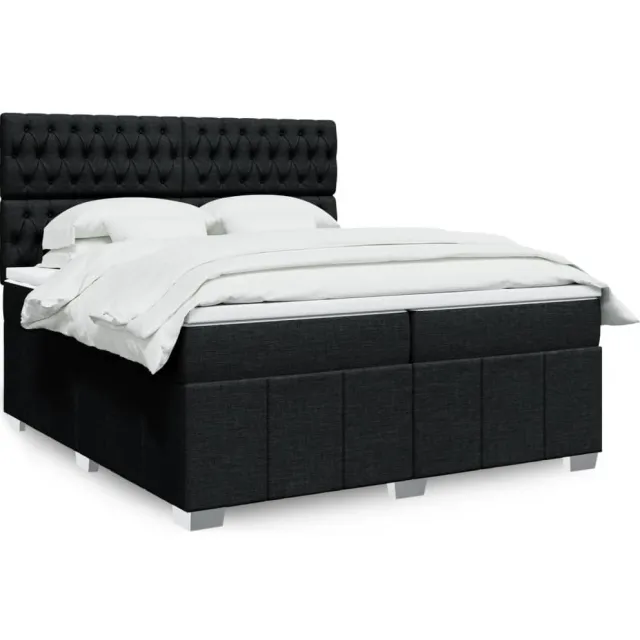 vidaXL Boxspring met matras stof zwart 200x200 cm
