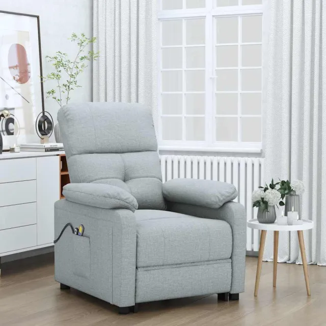vidaXL Massagestoel elektrisch stof lichtgrijs grijs, foto 2