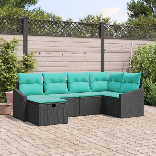 vidaXL Tuin Sofa Set 6 st Poly riet Zwart