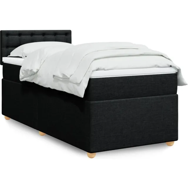 vidaXL Boxspring met matras stof zwart 90x200 cm