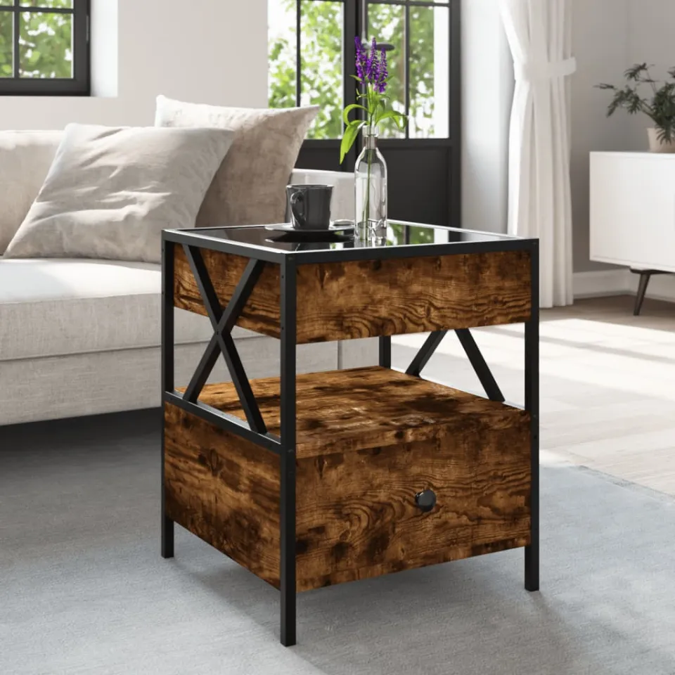 vidaXL Salontafel met Infinity LED 40x40x51 cm gerookt eikenkleurig, foto 3