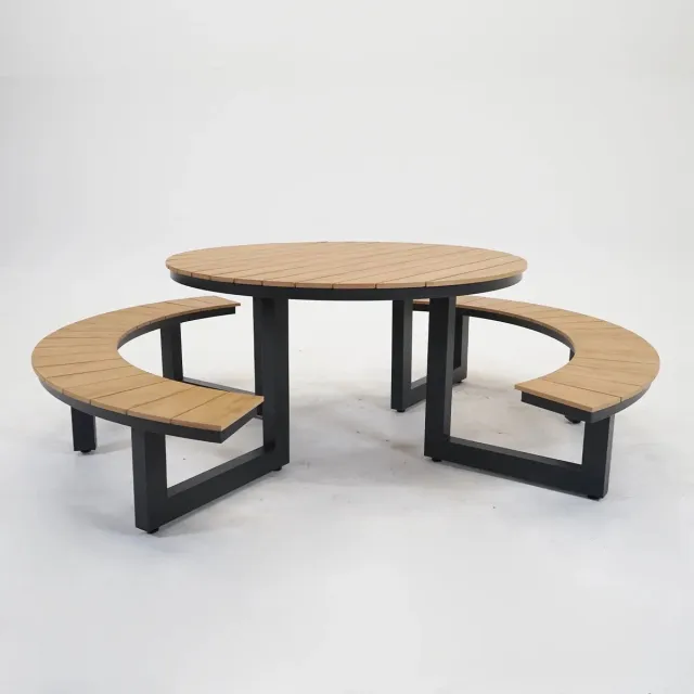 VITA Massa ronde picknicktafel naturel, zwart