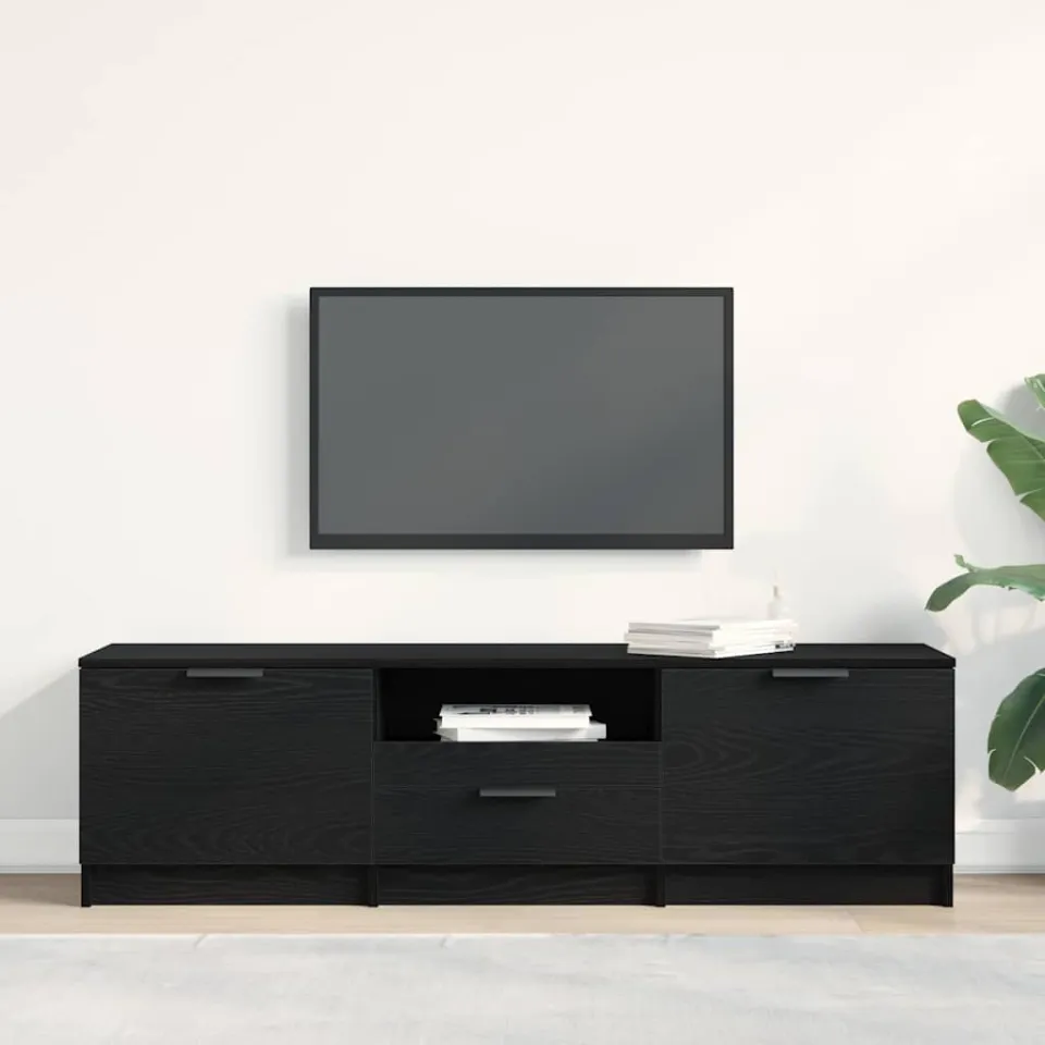 vidaXL TV-kast 140 x 35 x 40 cm Bewerkt hout zwart, foto 3