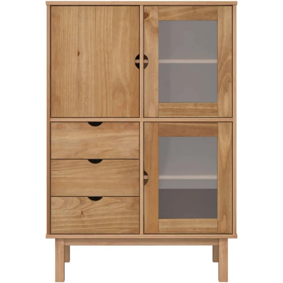 vidaXL Hoge kast OTTA 85x43x125 cm massief grenenhout Bruin