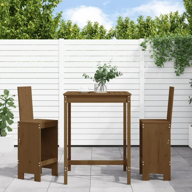 vidaXL 3-delige Tuinbarset massief grenenhout honingbruin bruin, foto 2