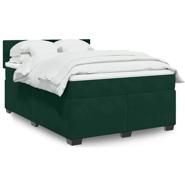 vidaXL Boxspring met matras fluweel donkergroen 140x200 cm groen