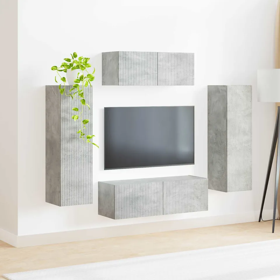 vidaXL Tv-meubelset 3 st Beton Grijs Bewerkt hout, foto 3