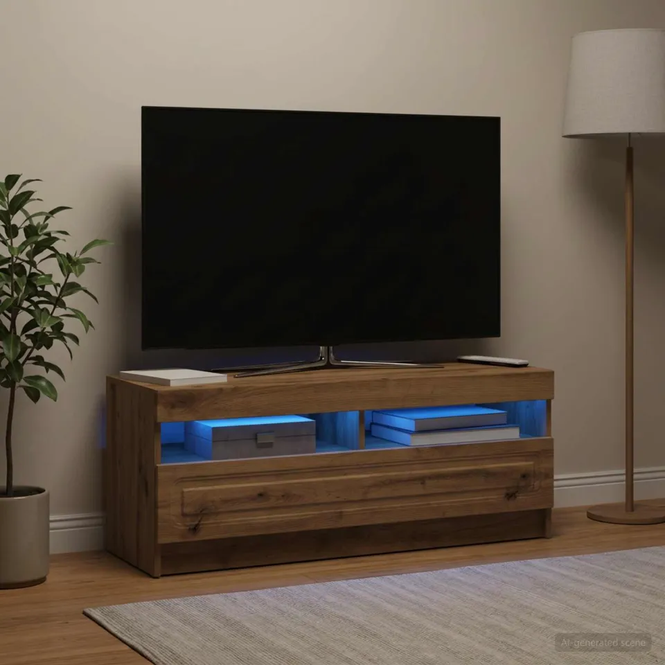 vidaXL LED tv-meubel Artisanaal eiken Bewerkt hout, foto 4