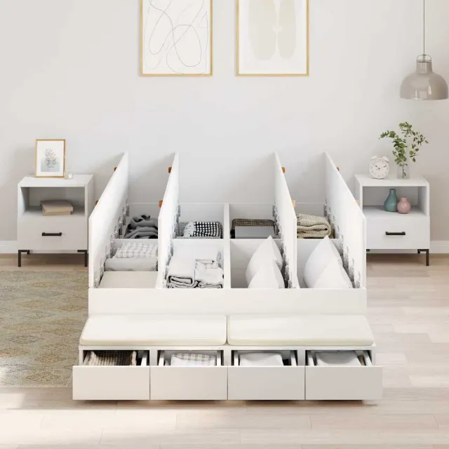 vidaXL Opbergbedframe met lade met opslag Wit 120 cm Bewerkt hout