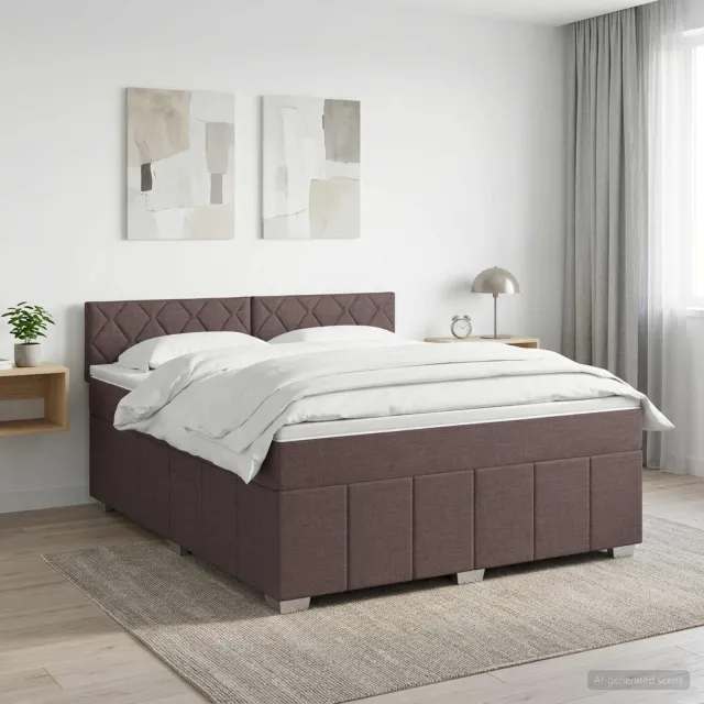 vidaXL Boxspringbed met matras Donkerbruin 160 x 200 cm Stof
