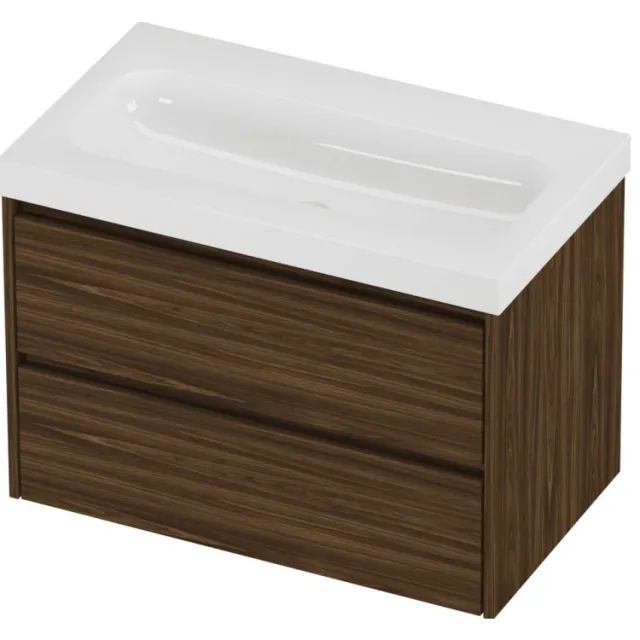 Proline Haga Badmeubelset Polystone Mezza 80x46x58 cm Glans Wit Cabana Oak Eiken