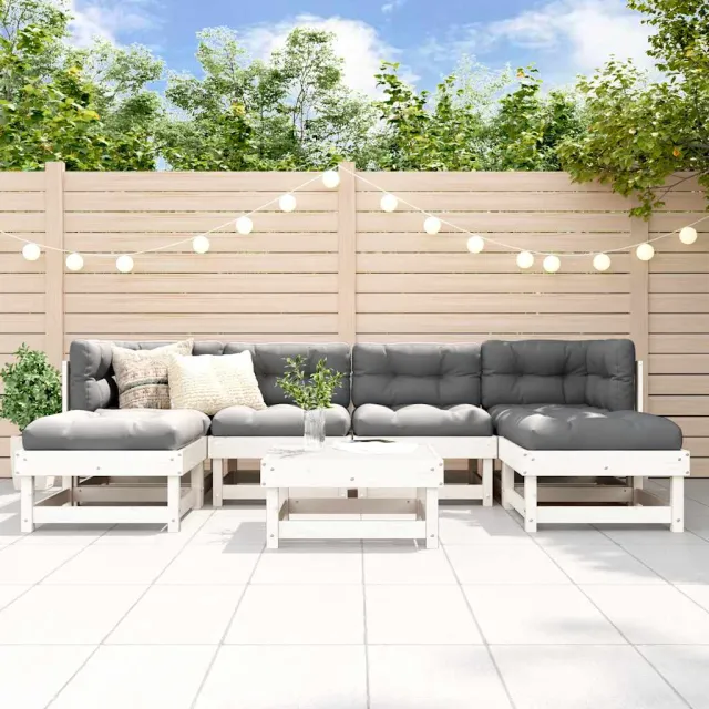 vidaXL 7-delige Loungeset massief grenenhout wit, foto 2