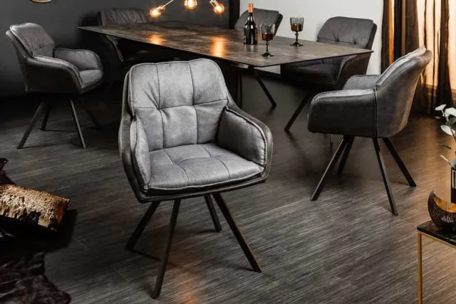 Invicta Interior Draaibare designstoel MR. LOUNGER antracietgrijs met armleuning retrostijl - 39301 Zie omschrijving