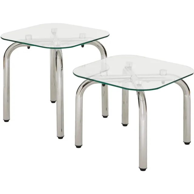 Atmosphera Hecate Glazen Bijzettafel - Set van 2 stuks - 50x50x50cm - Transparant