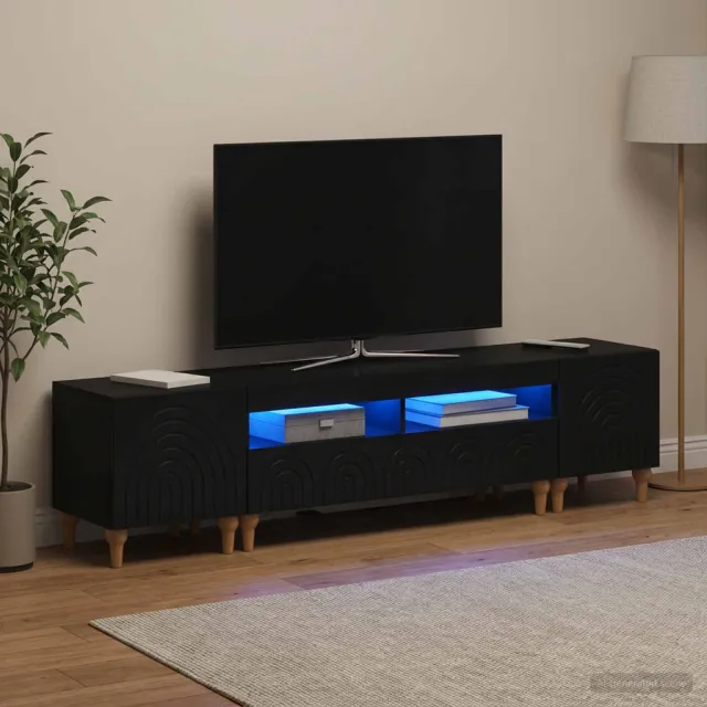 vidaXL 3-delige LED TV-kast Zwart Bewerkt hout, foto 2