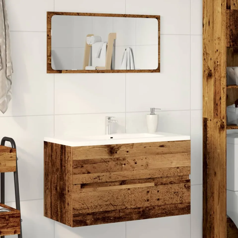 vidaXL Wastafelkast 90x38,5x45 cm bewerkt hout oud houtkleurig bruin, foto 3