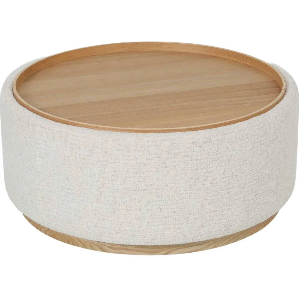 Giga Meubel Salontafel Marcia - Rond Beige/Naturel - Incl. Opbergruimte - Ø83cm, foto 4