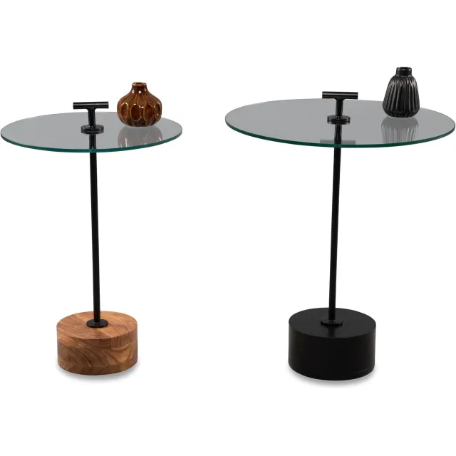 M2 Kollektion Pori 2 bijzettafel - Glas & Metaal Zwart