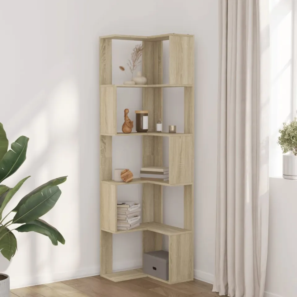 vidaXL Boekenkast 5-laags hoek 50x50x179 cm bewerkt hout sonoma eiken, foto 2