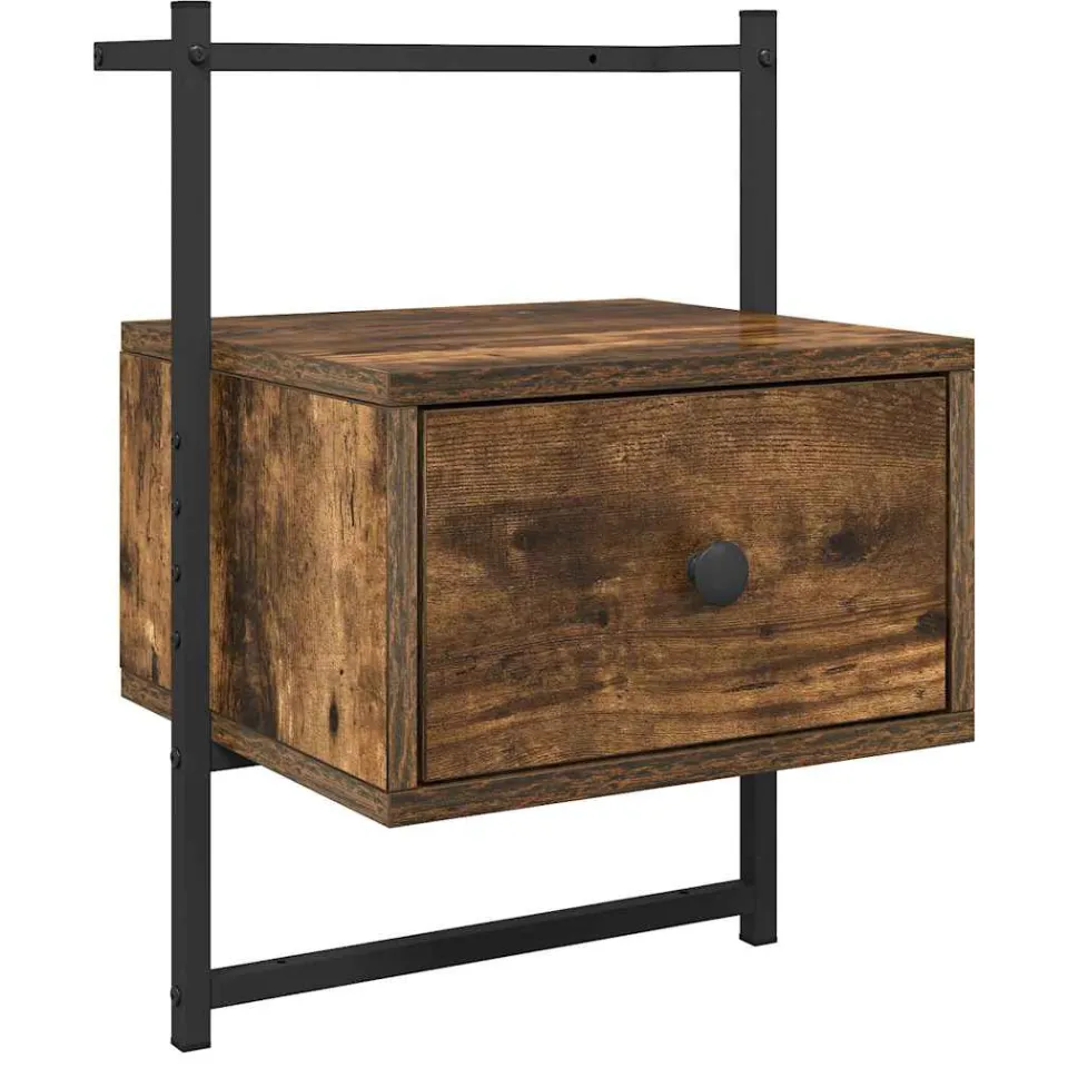 vidaXL Nachtkastjes 2 st wandgemonteerd 35x30x51 cm hout gerookt eiken, foto 4