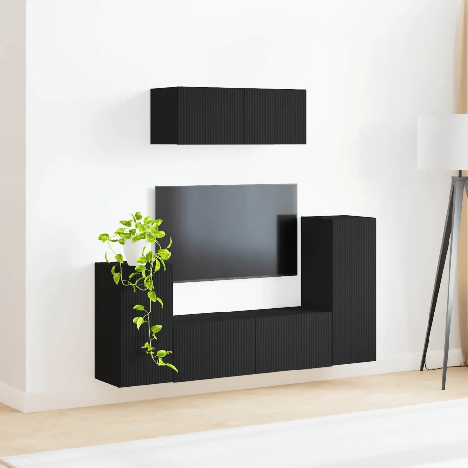 vidaXL Tv-meubelset 4 st Zwart Bewerkt hout, foto 4