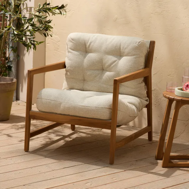 NOUS Garden loungestoel Mist teak beige