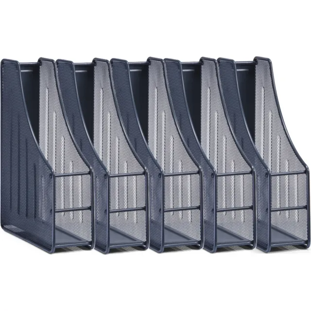 Zeller Lectuurbak - 5x - documenten opbergbak - antraciet grijs - draad metaal - L9 x B27 x H35 cm