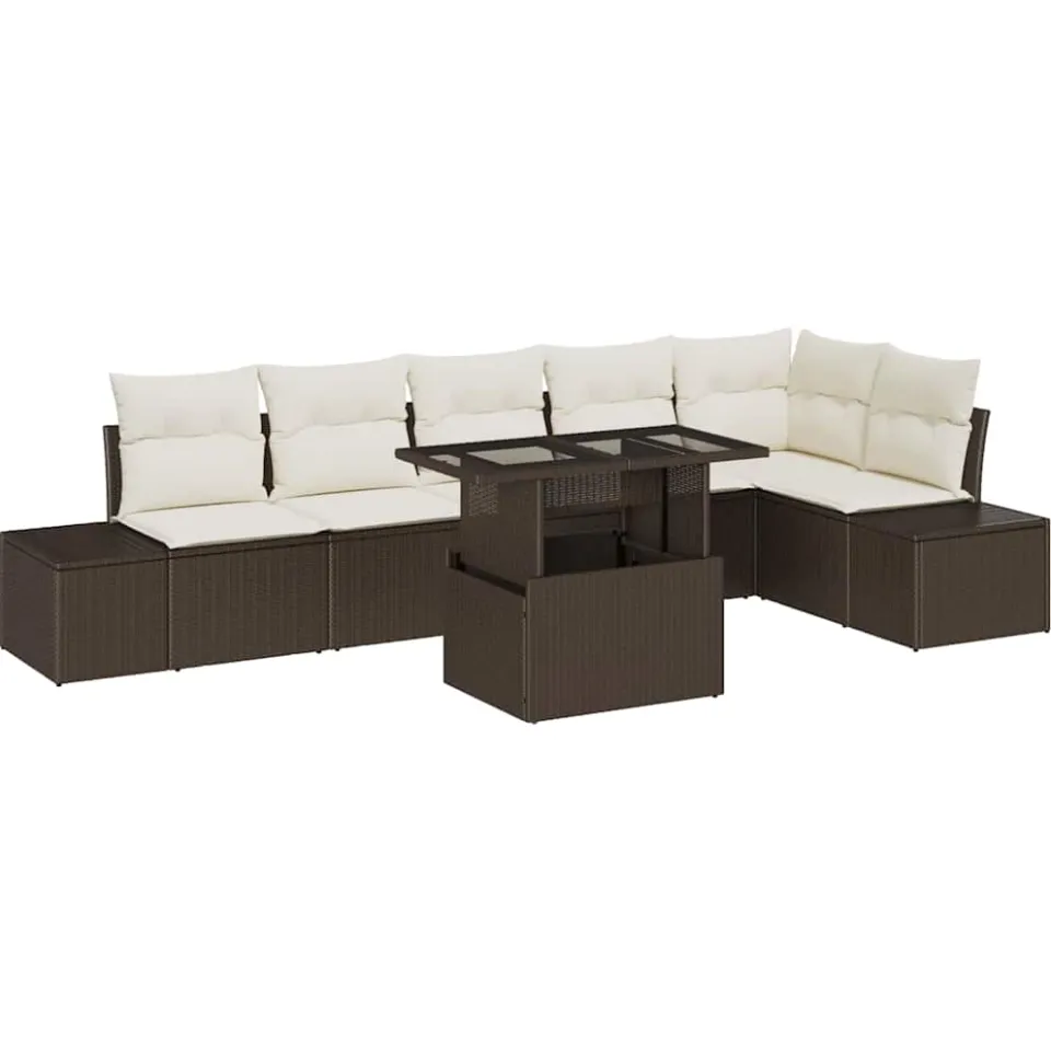 vidaXL Tuin Sofa Set 7 st Bruin poly rattan