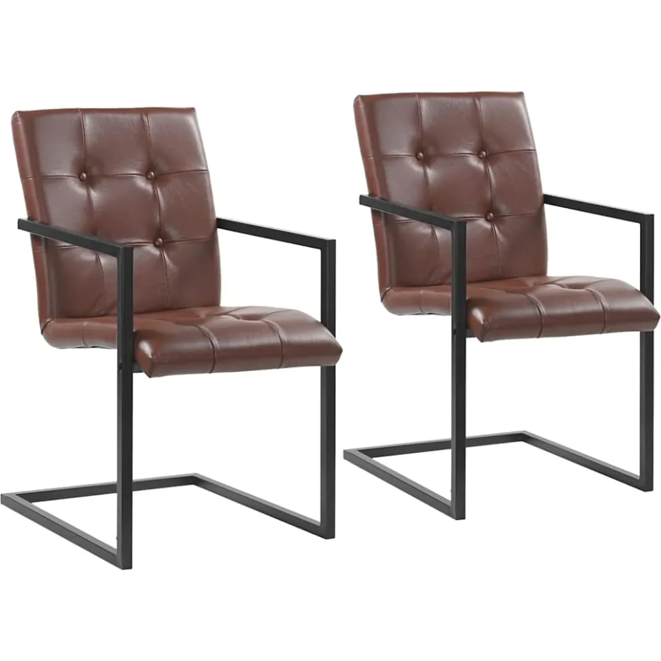vidaXL Eetkamerstoelen 2 st echt leer bruin